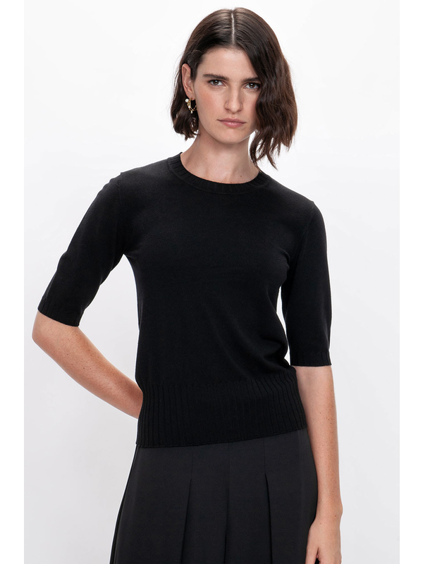 Veronika Maine Elbow Sleeve Round Neck Knit-best-sellers-Hello Cyril.