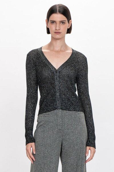 Veronika Maine Lurex Pointelle Cardigan-shop-by-style-Hello Cyril.