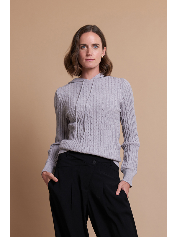 Memo Cable Knit Hooded Jumper