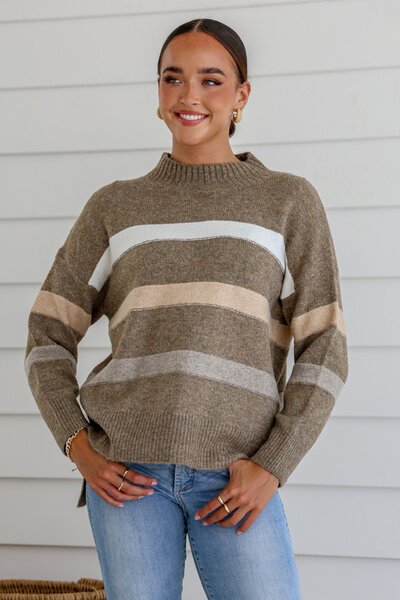 Miss Manlow Cleveland Stripe Funnel Knit-hc-new-Hello Cyril.
