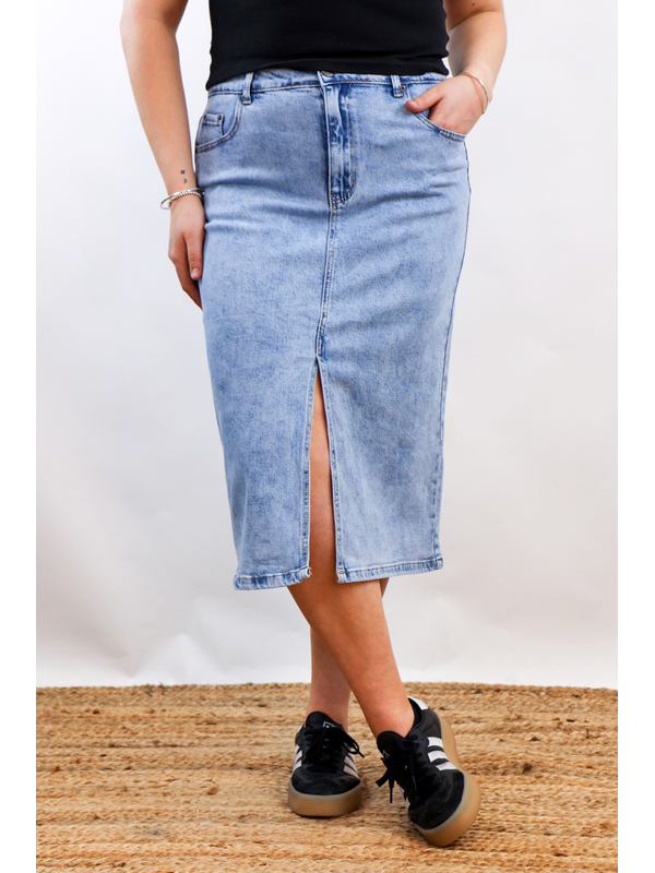 Wakee Denim Midi Skirt