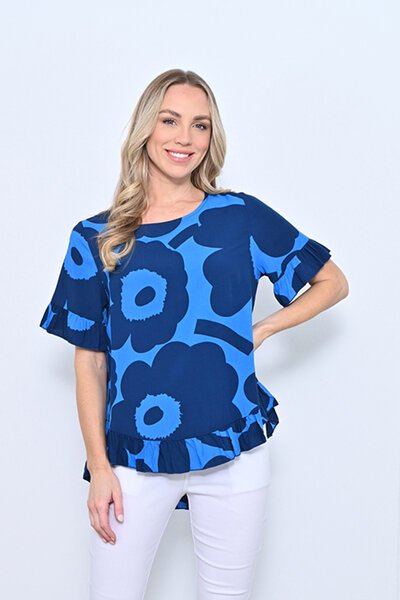 New U Elora Print Ruffle Top-tops-Hello Cyril.