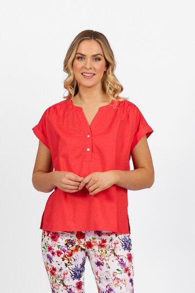 Vassalli Drop Shoulder 1-2 Placket Top-shop-by-style-Hello Cyril.