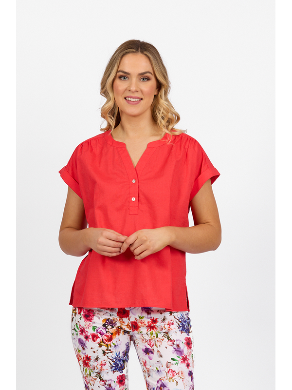 Vassalli Drop Shoulder 1-2 Placket Top