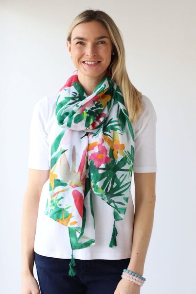 Archer House Jungle Print Scarf with Tassels-accessories-Hello Cyril.