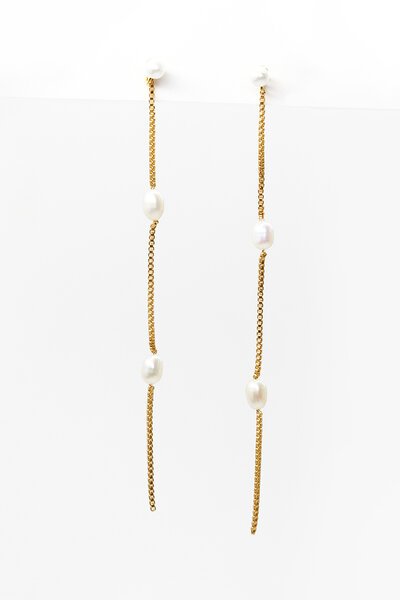 Stella + Gemma Box Chain Pearl Earrings-accessories-Hello Cyril.