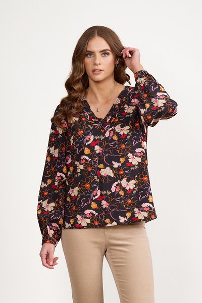 Vassalli Pleated V Neck Top - Aston-shop-by-label-Hello Cyril.