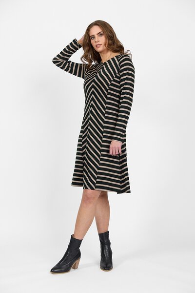 Vassalli Merino Stripe L-S Swing Dress-shop-by-label-Hello Cyril.