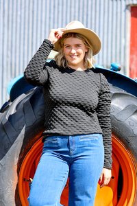 Esplanade Gathered Sleeves Check Top