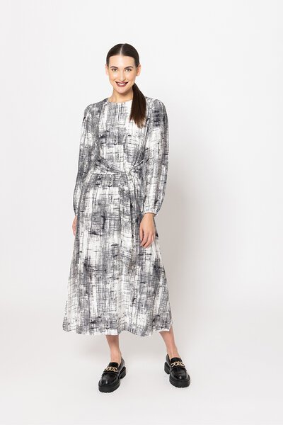Seeking Lola Mono Pixel Sash Dress-shop-by-style-Hello Cyril.