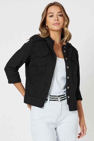 Threadz Military Denim Jacket-shop-by-style-Hello Cyril.