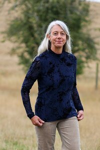 Foil Long Sleeve Polo Neck Top