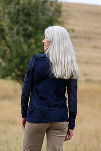 Foil Long Sleeve Polo Neck Top