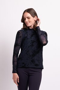 Foil Long Sleeve Polo Neck Top