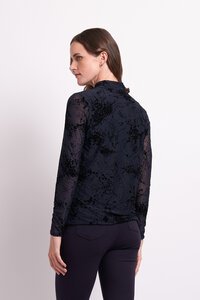 Foil Long Sleeve Polo Neck Top