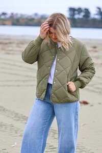 Pink Diamond Collarless Quilted Jacket