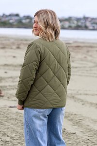 Pink Diamond Collarless Quilted Jacket