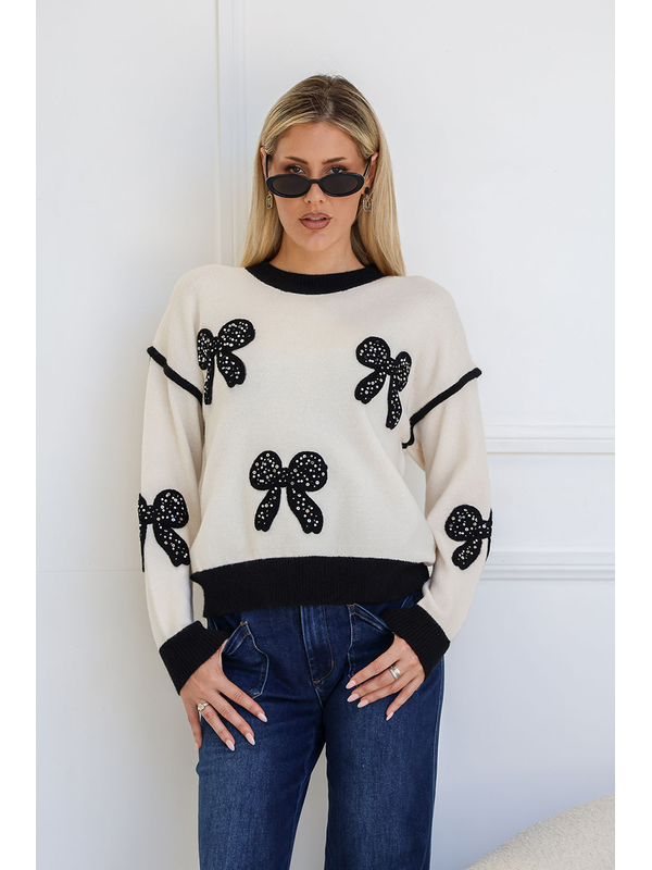 Miss Marlow Diamonte Bow Knit