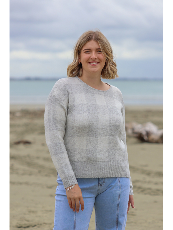 Worthier Nina Wool Blend Check Knit