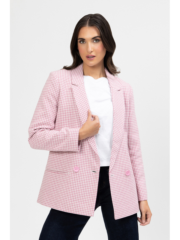 Billie The Label Pink Houndstooth Dylan Blazer