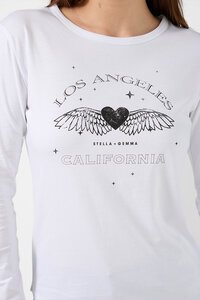 Stella + Gemma LS White Grunge Heart Tee