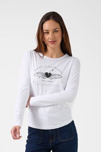 Stella + Gemma LS White Grunge Heart Tee