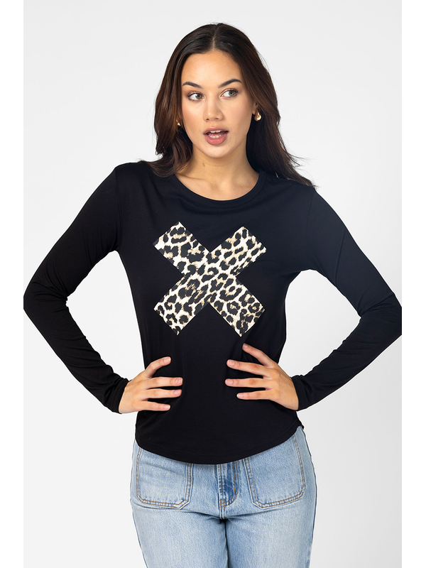 Stella + Gemma LS Leopard Cross Top