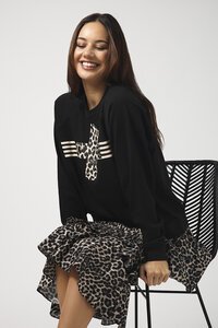 Stella + Gemma Leopard Cross Sweater