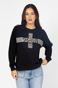 Stella + Gemma Leopard Cross Sweater