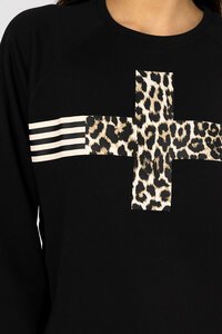 Stella + Gemma Leopard Cross Sweater