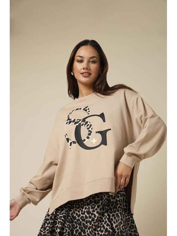 Stella + Gemma Sunday Leopard Logo Sweater