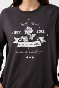 Stella + Gemma Aged Black Cracked Rose Sweater