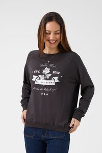 Stella + Gemma Aged Black Cracked Rose Sweater