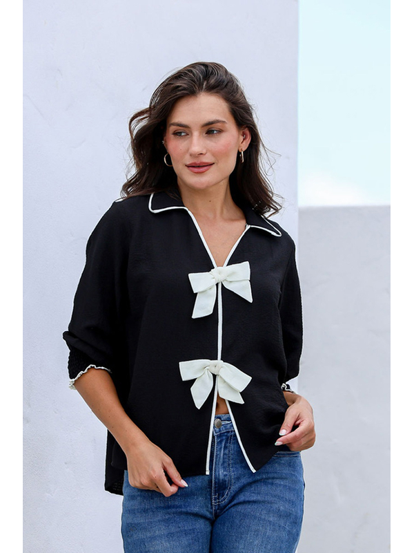 Joop + Gypsy Bow Trip Collar Shirt