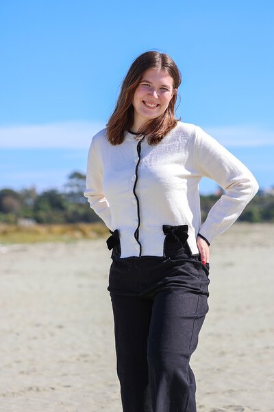 Miss Manlow Bow Trim Button Cardi-hc-new-Hello Cyril.