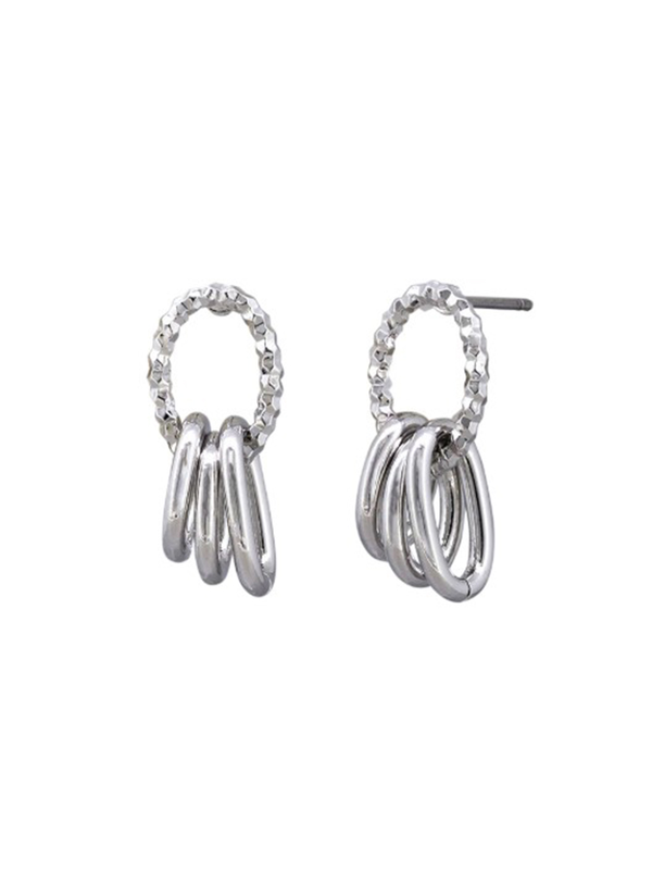 Tiger Tree Silver Mini Rings Trio Earrings