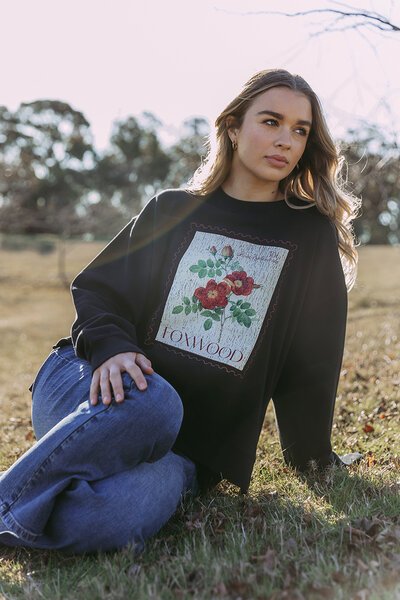 Foxwood Stamped Floral Crew-hc-new-Hello Cyril.