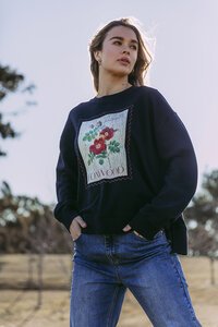 Foxwood Stamped Floral Crew