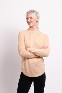 Foil Cable Knit Scoop Hem Jumper