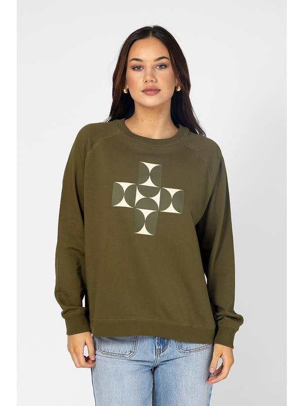 Stella + Gemma Classic Olive Mosaic Sweater