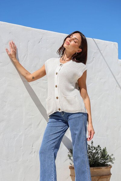 Joop & Gypsy Gold Button Knit Vest-hc-new-Hello Cyril.