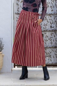 Joop & Gypsy Striped Pleated Midi Skirt