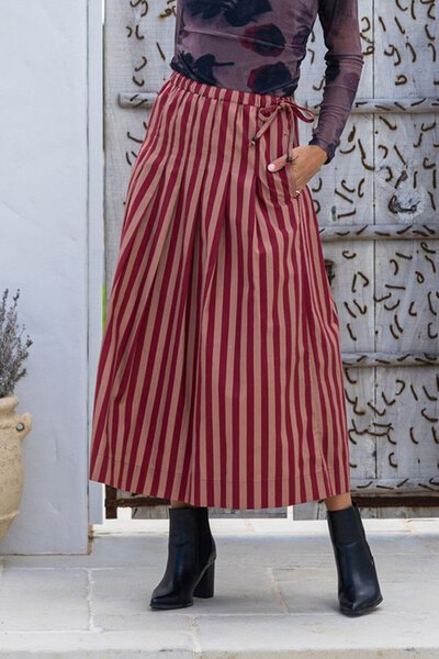 Joop & Gypsy Striped Pleated Midi Skirt-hc-new-Hello Cyril.