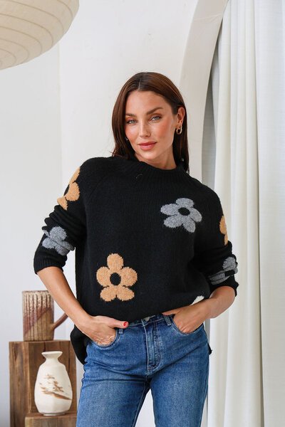 Miracle High Neck Multi Daisy Knit-hc-new-Hello Cyril.