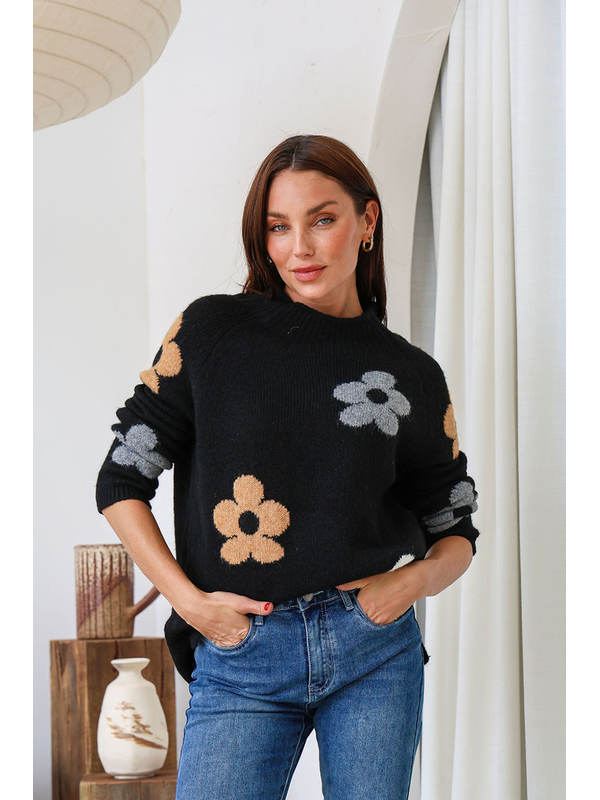 Miracle High Neck Multi Daisy Knit