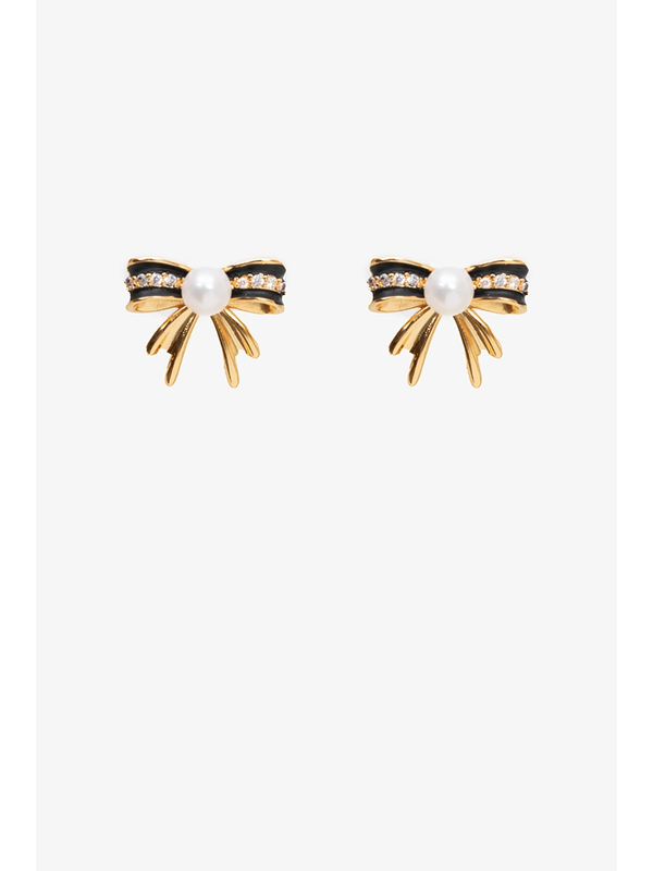 Antler Pearl Bow Earring