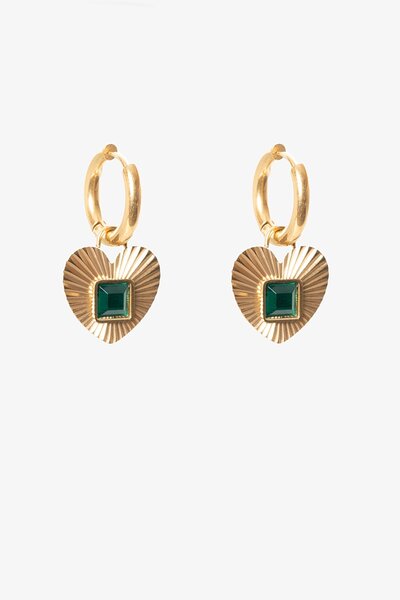 Antler Fluted Heart Emerald Embrace Earring-gift-guide-Hello Cyril.