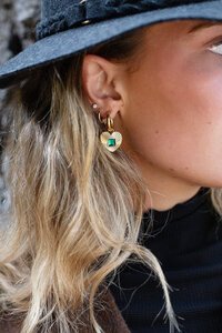 Antler Fluted Heart Emerald Embrace Earring