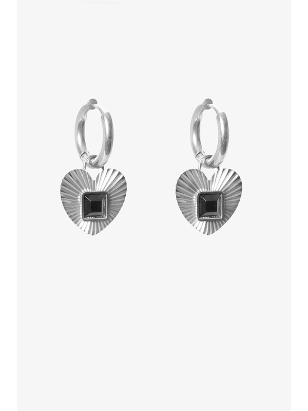 Antler Fluted Heart Midnight Embrace Earring