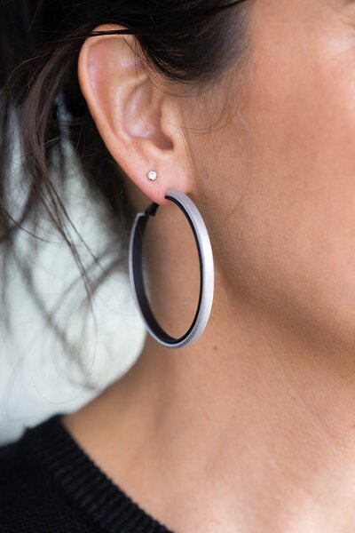 Antler Matte Silver Hoop Earring-hc-new-Hello Cyril.